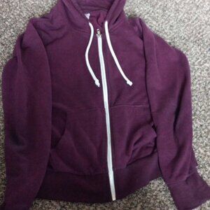 Maroon Hoodie with White Drawstrings and White Zipper